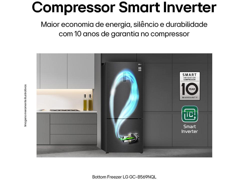 Geladeira/Refrigerador LG Frost Free Smart Preta - 451L Inox Look GC-B569NQLC.AMCFSBS - 110 V - 3