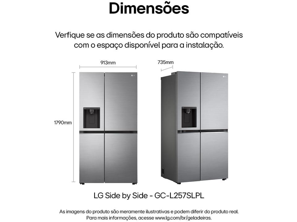 Geladeira/Refrigerador LG Frost Free Smart Side by Side 611L com Dispenser de Água GC-L257S - 11