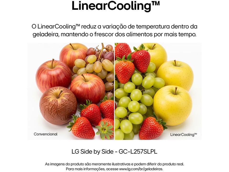 Geladeira/Refrigerador LG Frost Free Smart Side by Side 611L com Dispenser de Água GC-L257S - 3