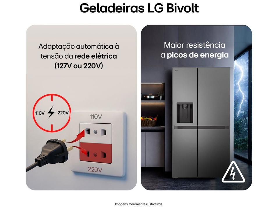 Geladeira/Refrigerador LG Smart Frost Free Side by Side Inox Look 638L GC-L267KLQX Bivolt - 3