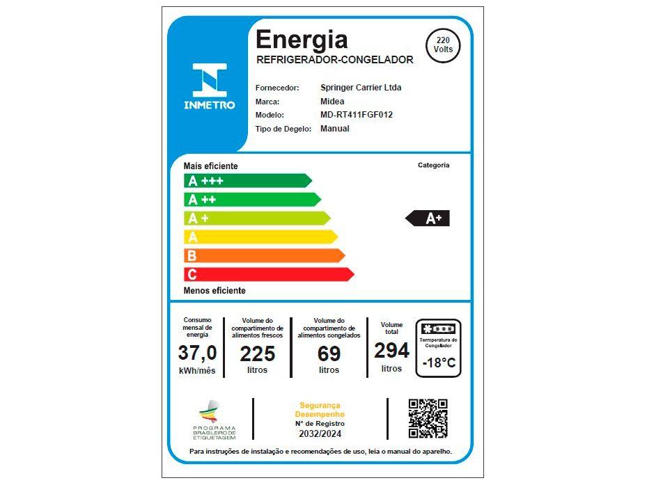 Geladeira/Refrigerador Midea Cycle Defrost Duplex Branco 294L MD-RT411 - 5