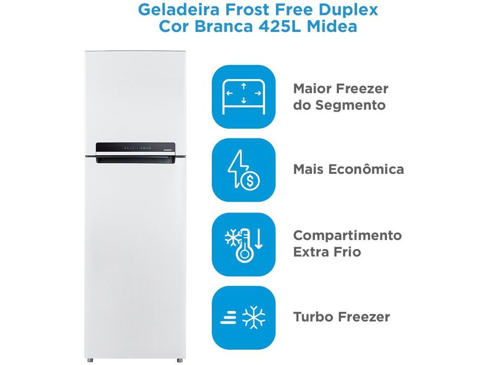 Geladeira/Refrigerador Midea Frost Free 2 Portas Branca 425L MD-RT572EVD012 - 2