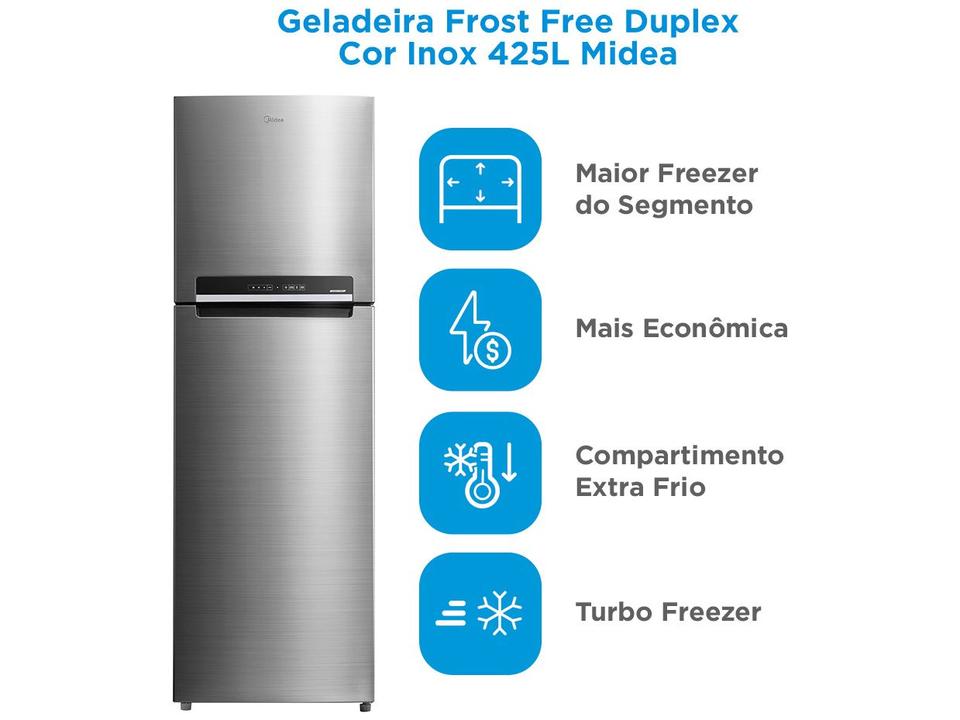 Geladeira/Refrigerador Midea Frost Free Duplex 425L MD-RT572EVD462 - 1