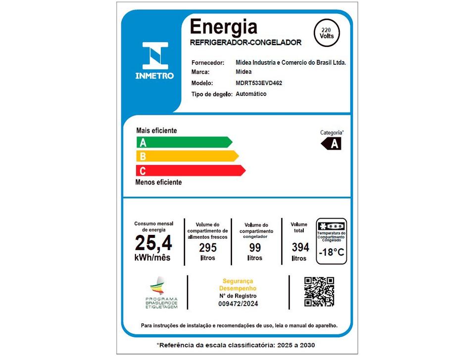Geladeira/Refrigerador Midea Frost Free Duplex Inox 394L MDRT533EVD461 - 6