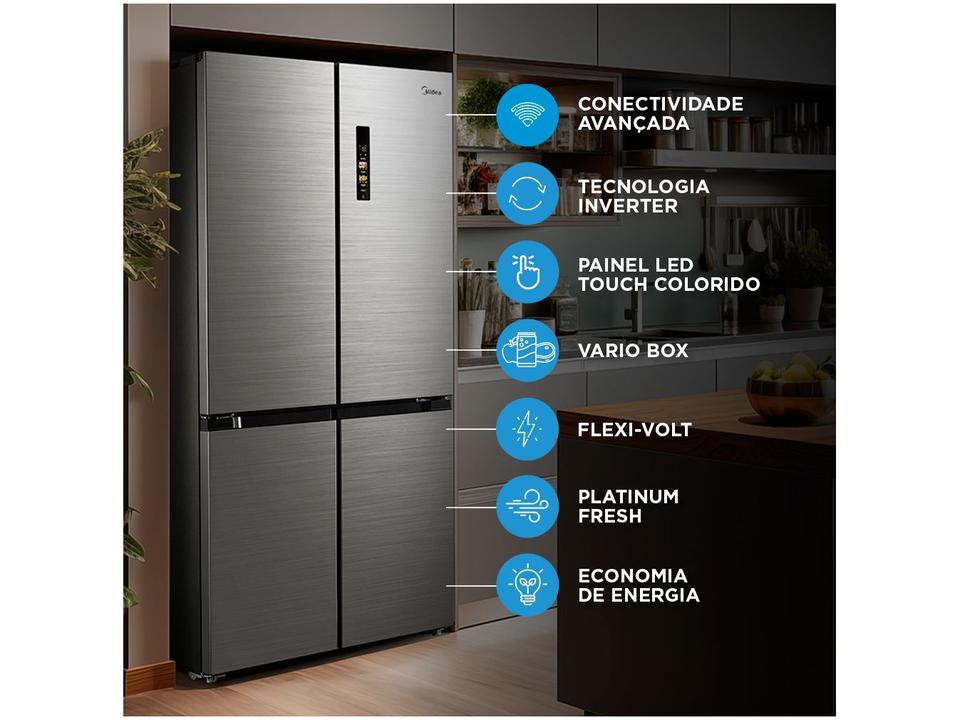 Geladeira/Refrigerador Midea Smart Frost Free French Door Prata 474L MD-RF691FGD463 Bivolt - 11