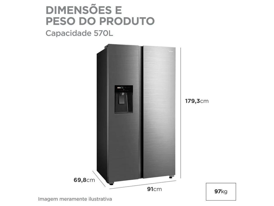 Geladeira/Refrigerador Midea Smart Sensor Frost Free Prata 570L MDRS761MYD462 - 8