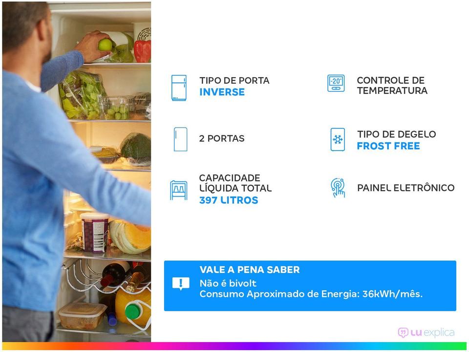 Geladeira/Refrigerador Panasonic Frost Free Inverse Black Glass 397L NR-BB41GV1BB - 1