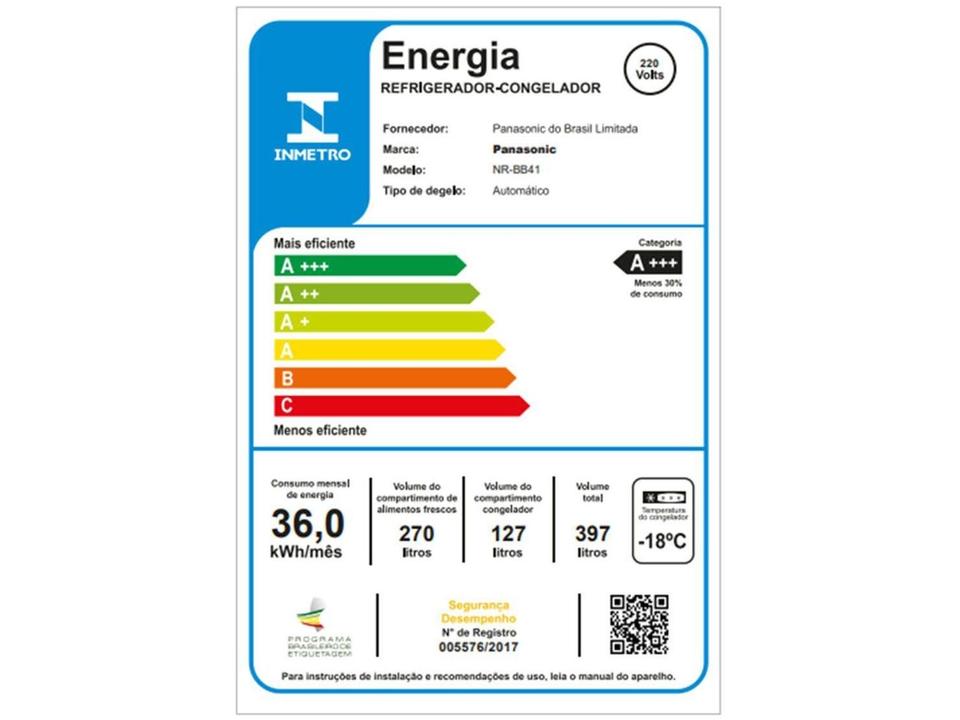 Geladeira/Refrigerador Panasonic Frost Free Inverse Black Glass 397L NR-BB41GV1BB - 12