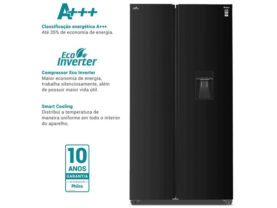 Geladeira/Refrigerador Philco Frost Free Side By Side Preto 434L PRF43A - 1