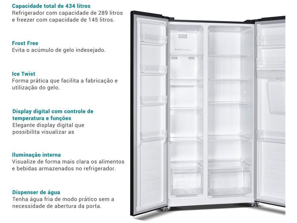 Geladeira/Refrigerador Philco Frost Free Side By Side Preto 434L PRF43A - 2