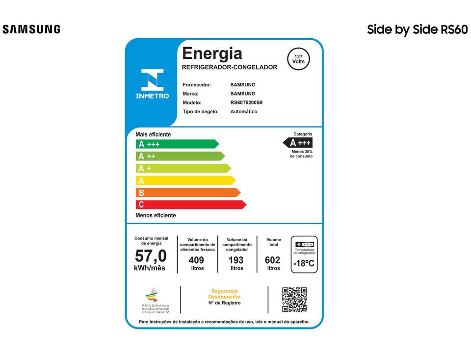 Geladeira/Refrigerador Samsung Frost Free Side by - 9