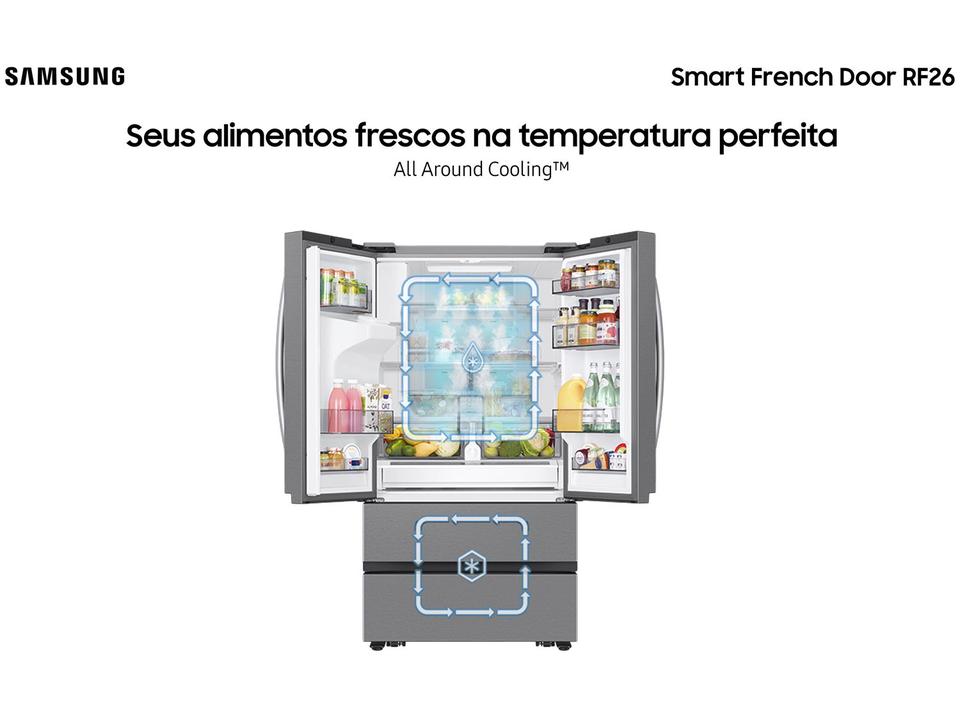 Geladeira/Refrigerador Samsung Smart Frost Free French Door Prata 467L com Dispenser de Água e Gelo RF26CG740 - 220 V - 9