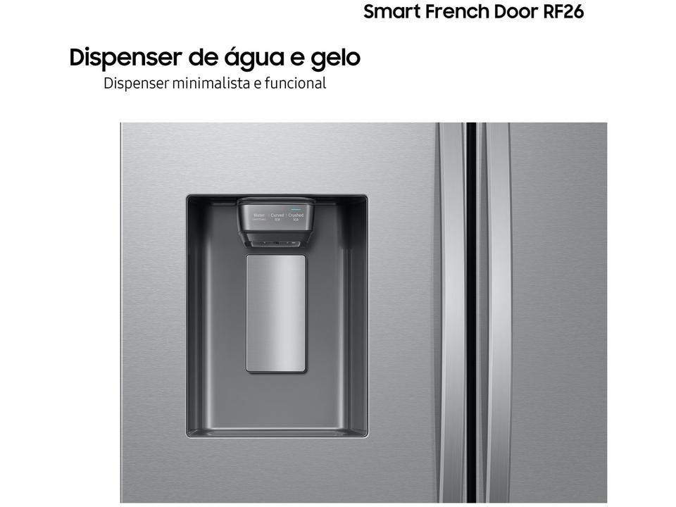 Geladeira/Refrigerador Samsung Smart Frost Free French Door Prata 467L com Dispenser de Água e Gelo RF26CG740 - 220 V - 12