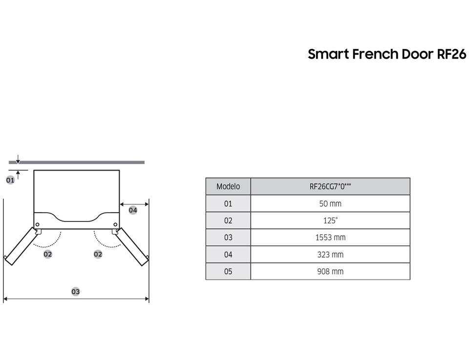 Geladeira/Refrigerador Samsung Smart Frost Free French Door Prata 467L com Dispenser de Água e Gelo RF26CG740 - 220 V - 5