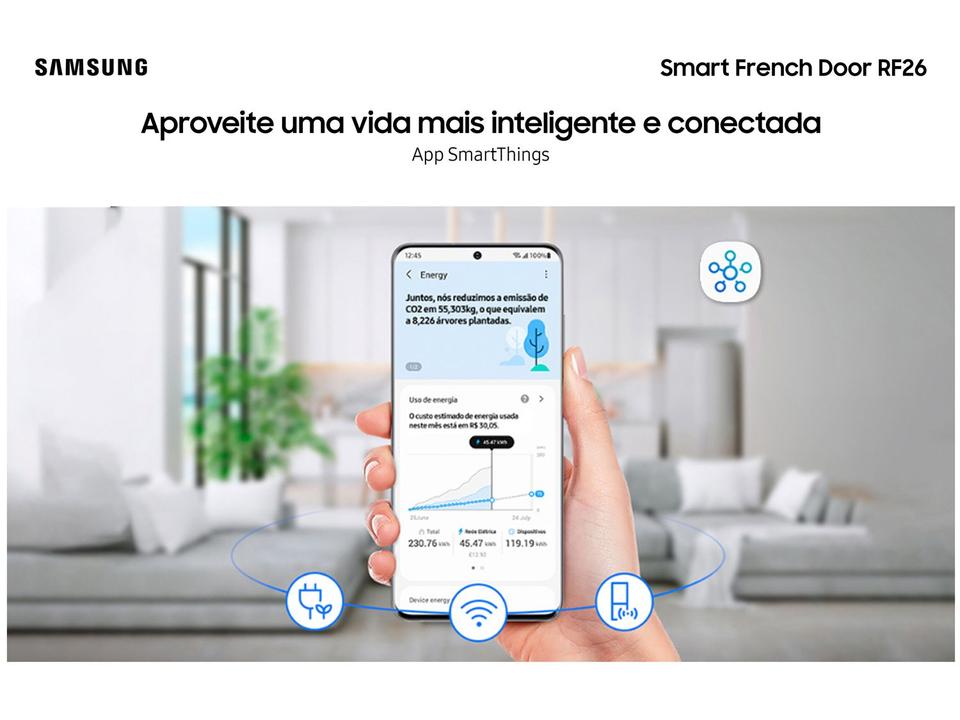 Geladeira/Refrigerador Samsung Smart Frost Free French Door Prata 467L com Dispenser de Água e Gelo RF26CG740 - 6