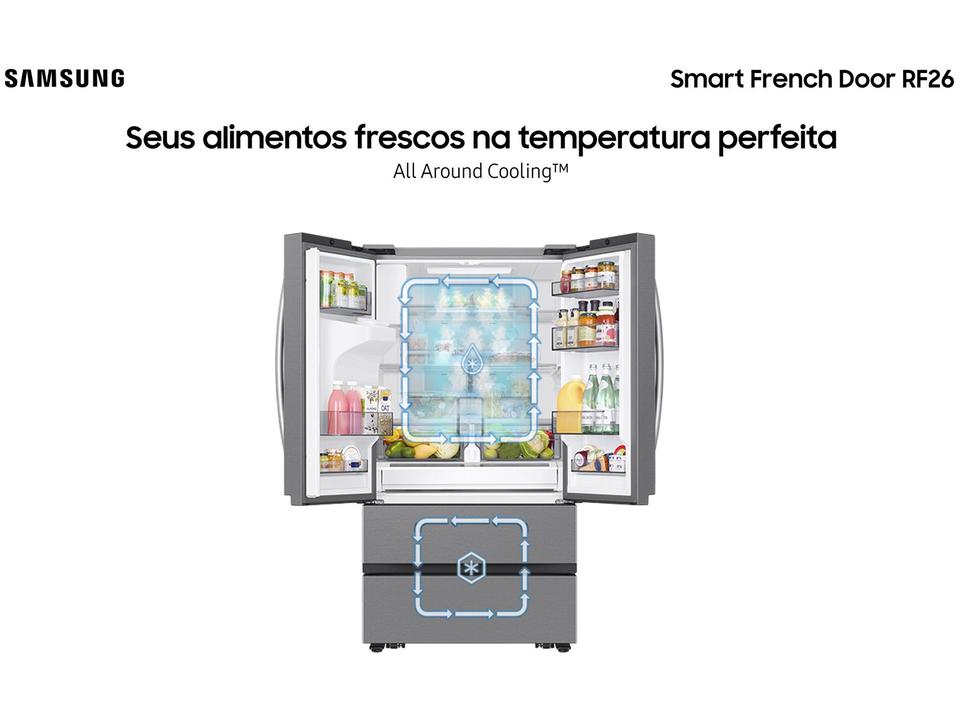 Geladeira/Refrigerador Samsung Smart Frost Free French Door Prata 467L com Dispenser de Água e Gelo RF26CG740 - 9