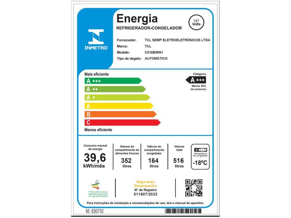 Geladeira/Refrigerador TCL Frost Free Side by Side 516L C516SBIMN1 - 5