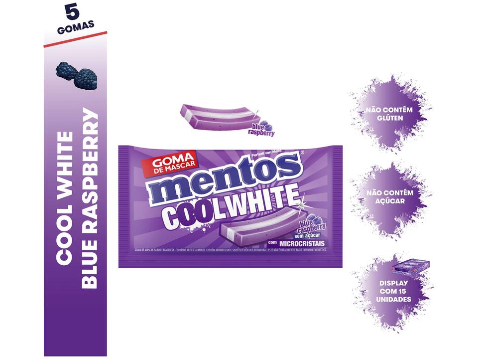 Goma de Mascar Mentos Cool White Blue Raspberry sem Açúcar Display com 15 Slabs - 1