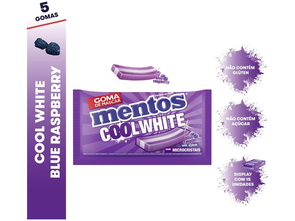 Gomas de Mascar Mentos 3 Camadas Cool White Sem Açúcar Blue Raspberry Display 127,5g 15 Unidades - 1