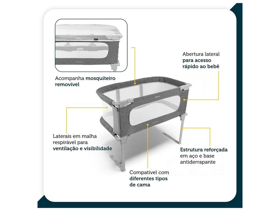 Grade de Proteção para Cama 50,5x90cm Safety 1st Safe Space Cinza - 4