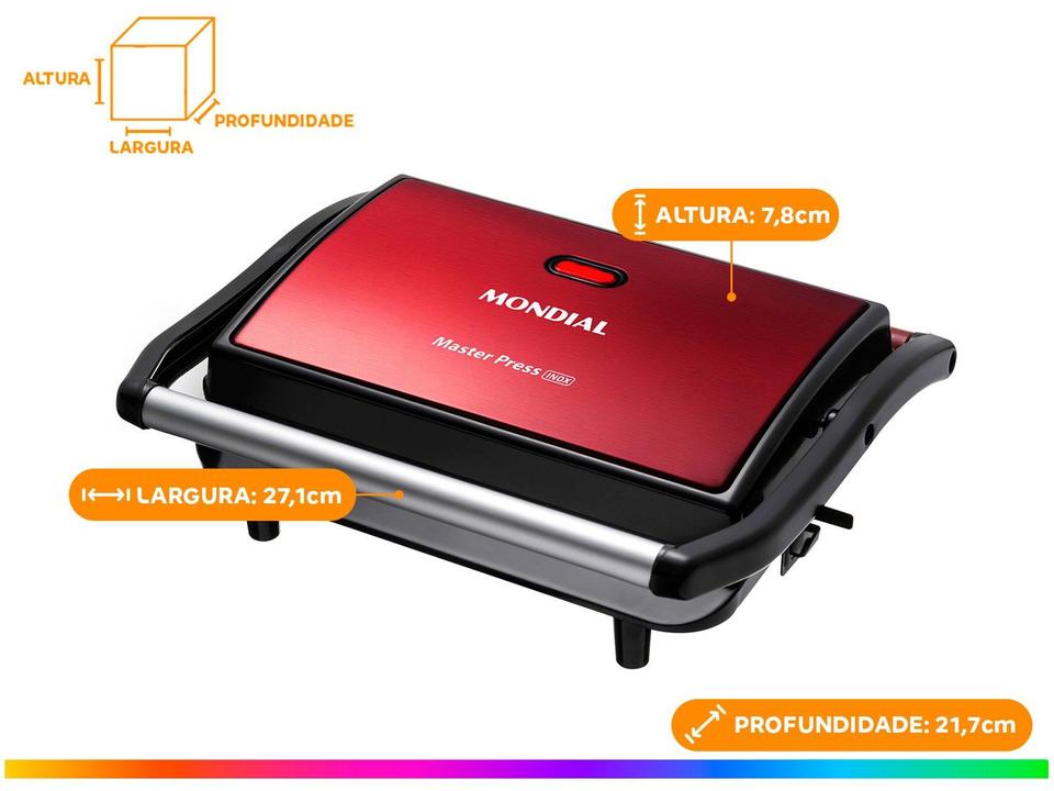 Grill Mondial Master Press 2 em 1 Retangular 1000W Antiaderente - 11