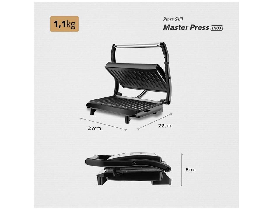 Grill Mondial PG-01 Master Press 2 em 1 Retangular 1000W Antiaderente - 8
