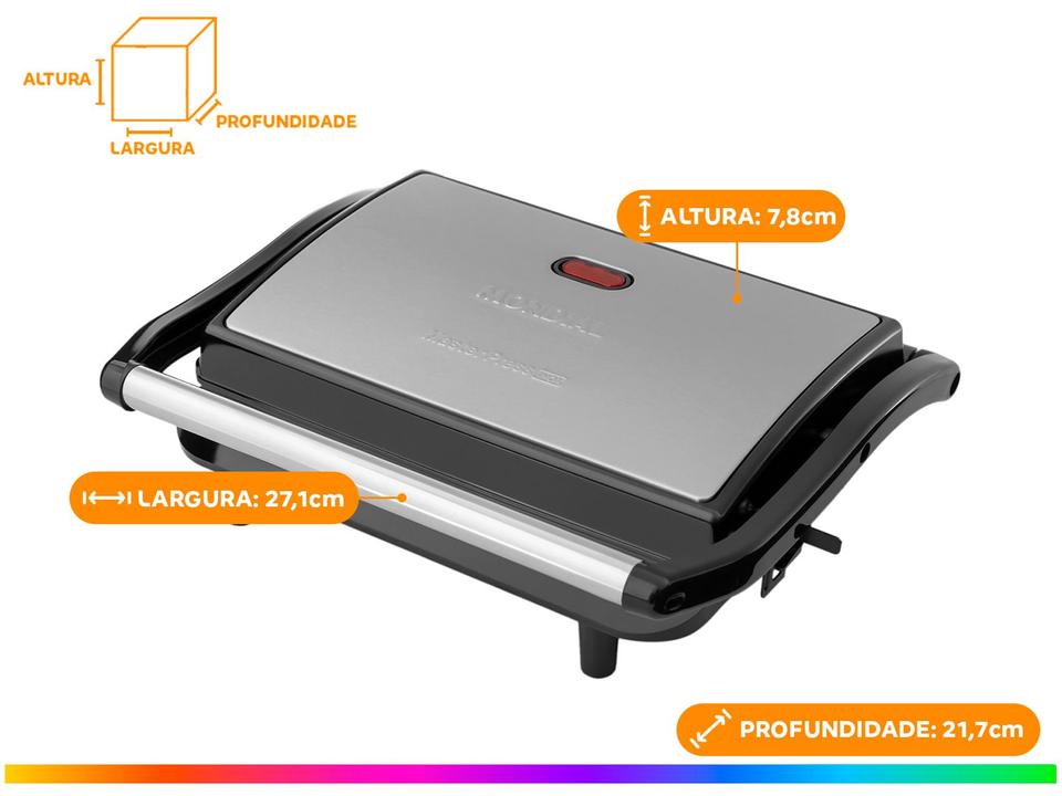 Grill Mondial PG-01 Master Press 2 em 1 Retangular 1000W Antiaderente - 17