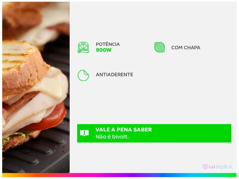 Grill/Sanduicheira Mondial Premium S-07 Retangular 850W - 1