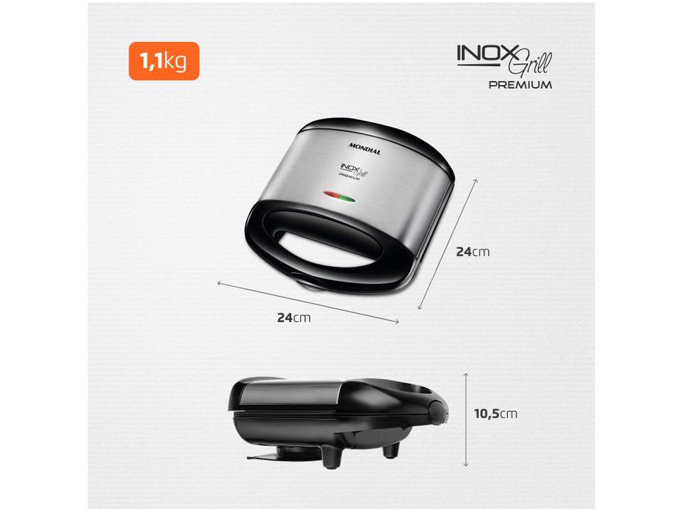 Grill/Sanduicheira Mondial Premium S-07 Retangular 850W - 6