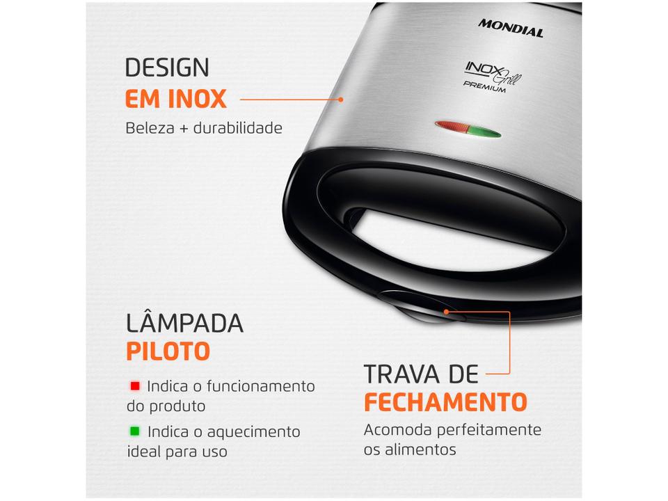 Grill/Sanduicheira Mondial Premium S-07 Retangular 850W - 4
