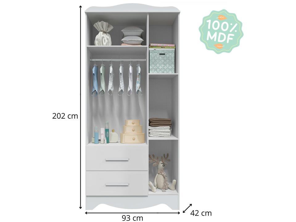 Guarda-roupa 2 Gavetas 3 Portas Moveis Peroba Harmonia - 5