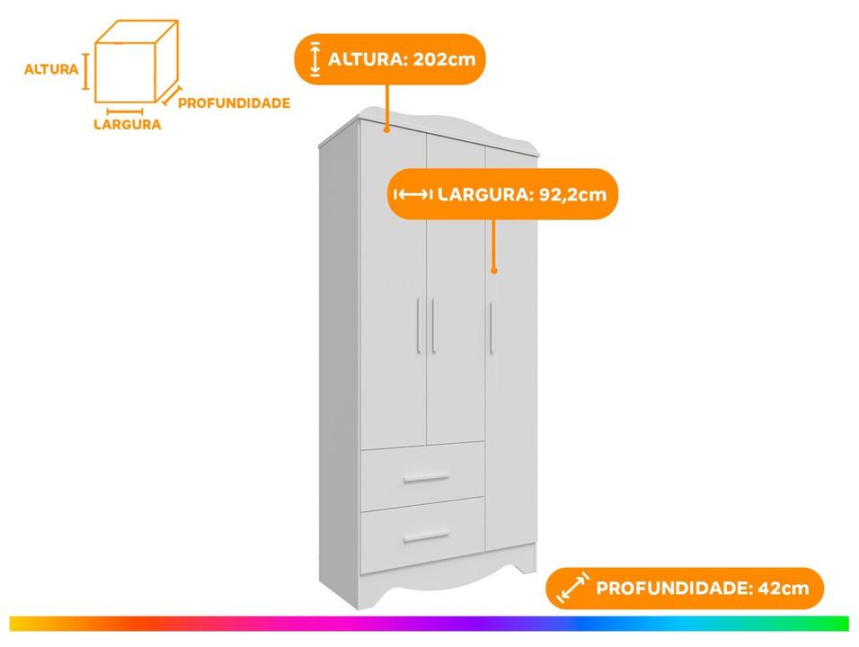 Guarda-roupa 2 Gavetas 3 Portas Moveis Peroba Harmonia - 2