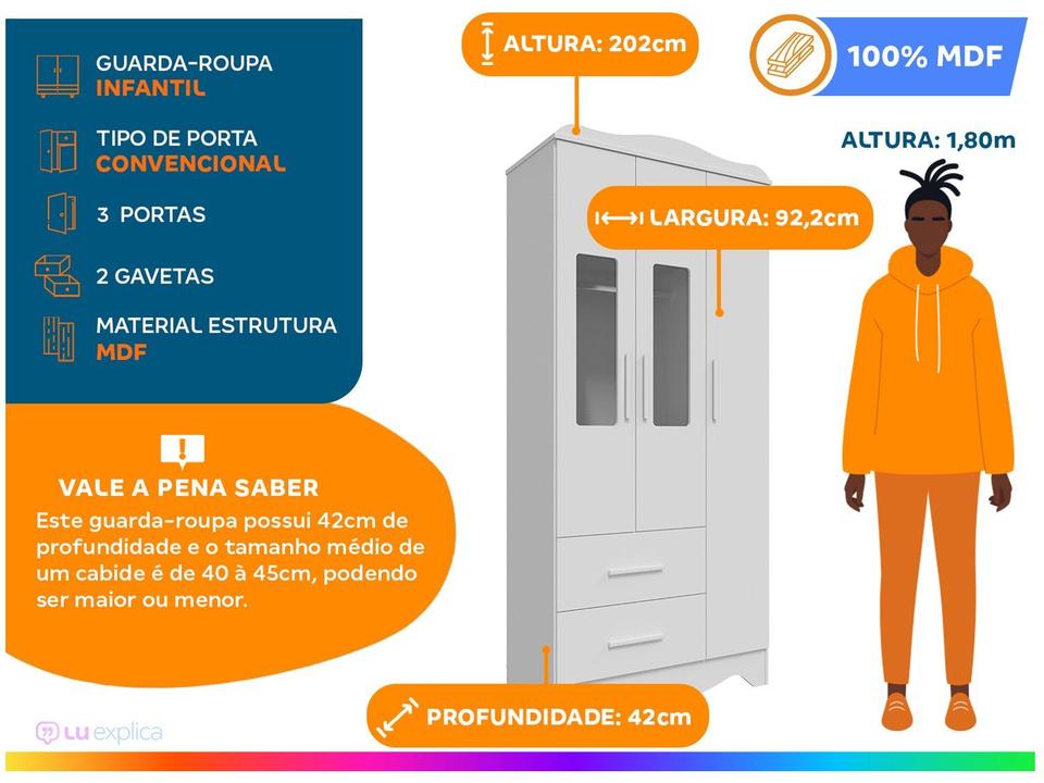 Guarda-roupa 2 Gavetas 3 Portas Moveis Peroba Harmonia - 1