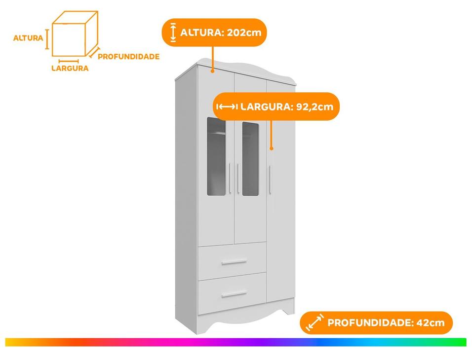 Guarda-roupa 2 Gavetas 3 Portas Moveis Peroba Harmonia - 2