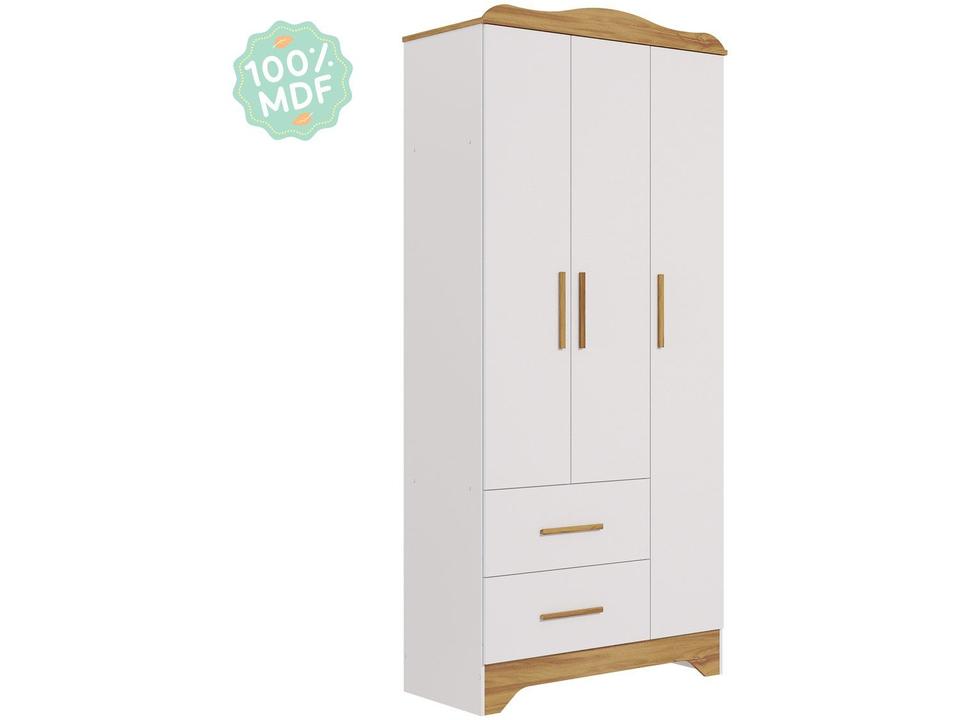 Guarda-roupa 2 Gavetas 3 Portas Moveis Peroba Harmonia - 7