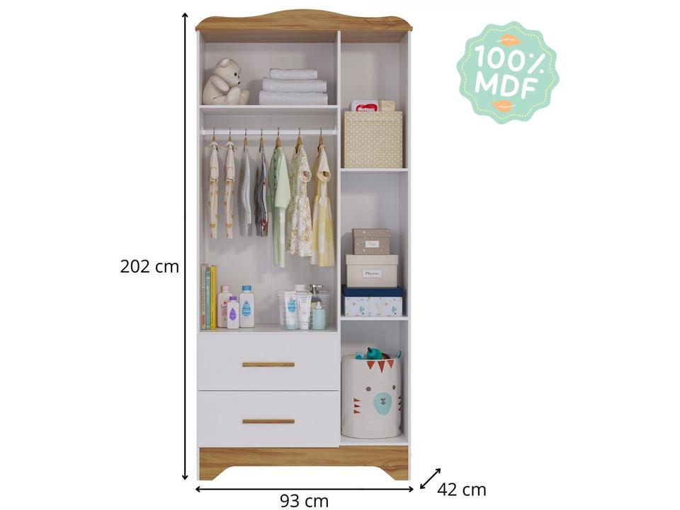 Guarda-roupa 2 Gavetas 3 Portas Moveis Peroba Harmonia - 4