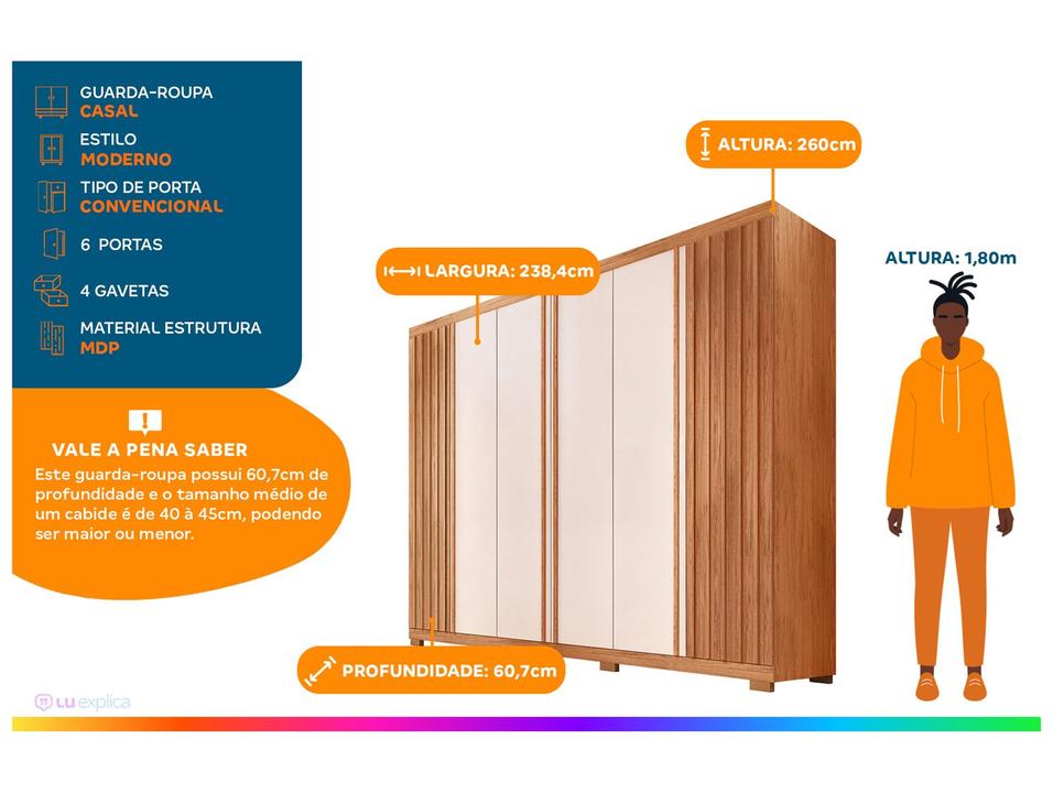 Guarda-roupa 4 Gavetas 6 Portas Caemmun Phoenix - 1