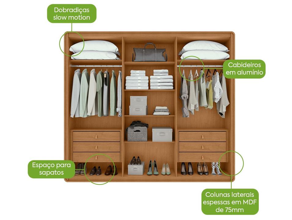 Guarda-roupa 6 Gavetas 6 Portas Móveis Lopas Casal Loop - 3