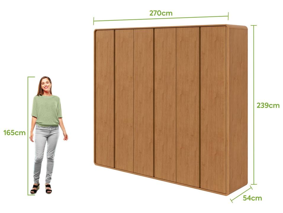 Guarda-roupa 6 Gavetas 6 Portas Móveis Lopas Casal Loop - 4