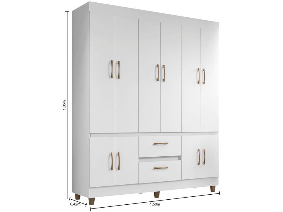 Guarda-roupa Casal 10 Portas 2 Gavetas Araplac - Coimbra - Branco - 6