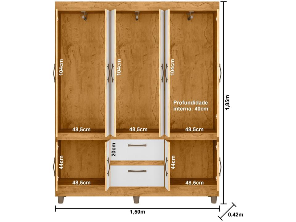 Guarda-roupa Casal 10 Portas 2 Gavetas Araplac Coimbra - 9