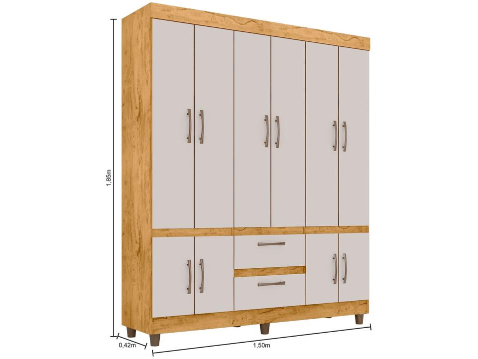 Guarda-roupa Casal 10 Portas 2 Gavetas Araplac Coimbra - 8