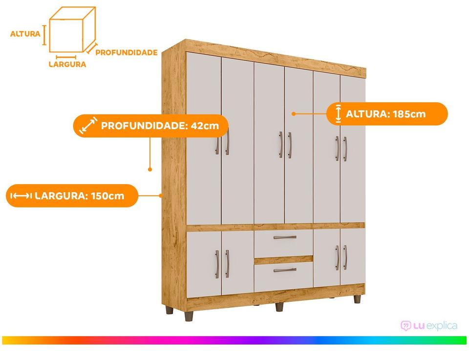 Guarda-roupa Casal 10 Portas 2 Gavetas Araplac Coimbra - 2