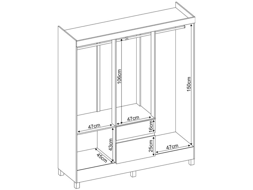 Guarda-roupa Casal 2 Gavetas 6 Portas Demóbile Flash II - 11