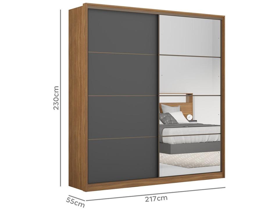 Guarda-roupa Casal 2 Portas de Correr 3 Gavetas Demóbi - 7