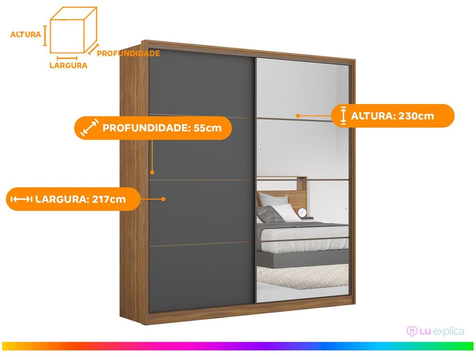 Guarda-roupa Casal 2 Portas de Correr 3 Gavetas Demóbile Belga - 2
