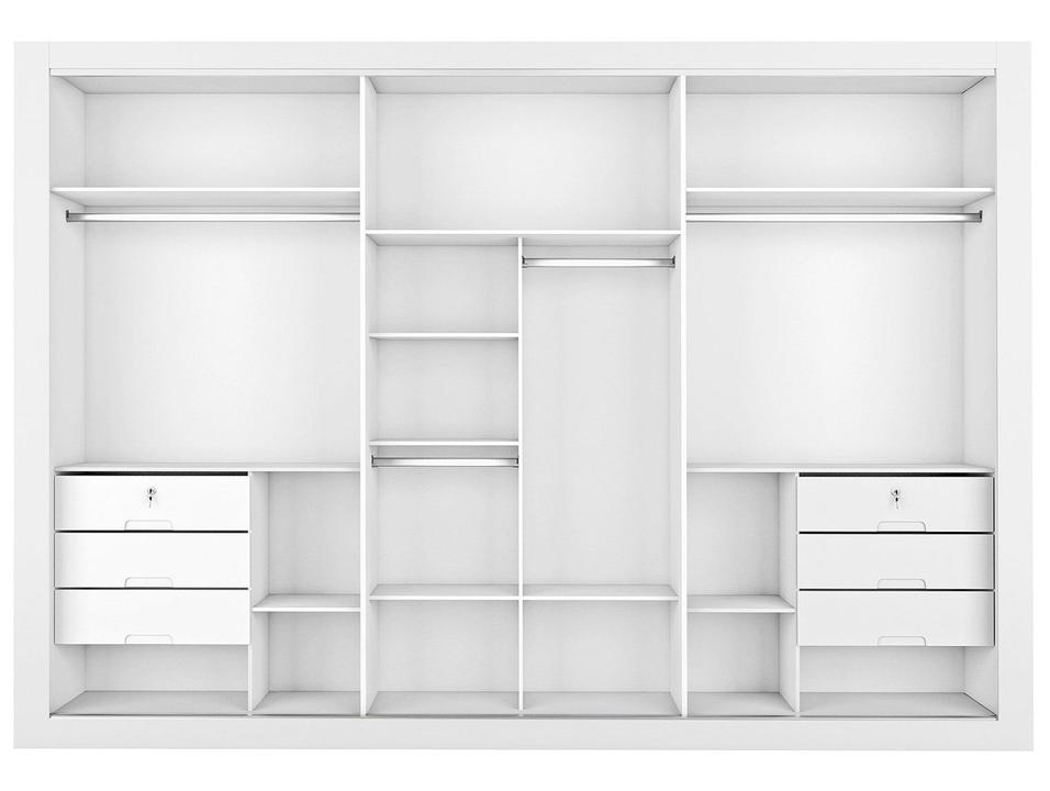 Guarda-roupa Casal 3 Portas de Correr 6 Gavetas Móveis Europa Ripado York - 6