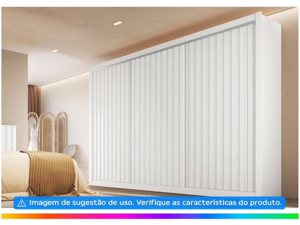 Guarda-roupa Casal 3 Portas de Correr 6 Gavetas Móveis Europa Ripado York - 3