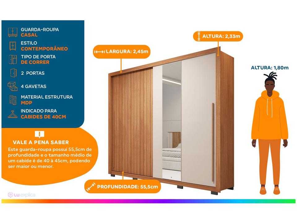 Guarda-roupa Casal 4 Gavetas 2 Portas Caemmun Romanus - 1
