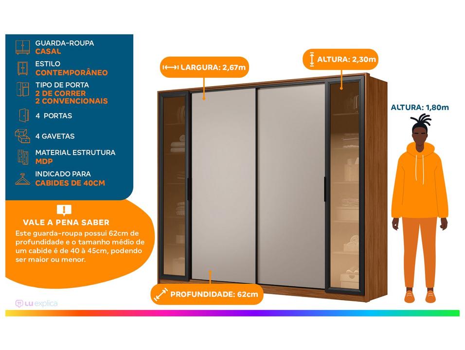 Guarda-roupa Casal 4 Gavetas 4 Portas Demobile Laredo - 3